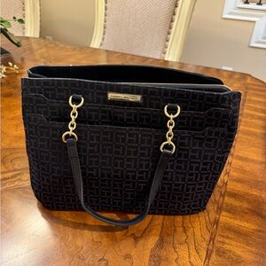 Tommy Hilfiger Black Tote with Gold Chain Accents